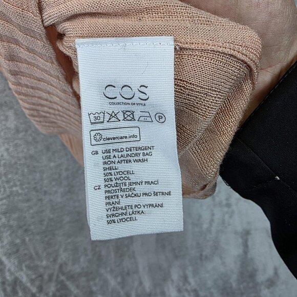 COS Sweater Womens Medium Beige Ribbed Turtleneck Lyocell Wool Long Sleeve Top - Picture 8 of 11